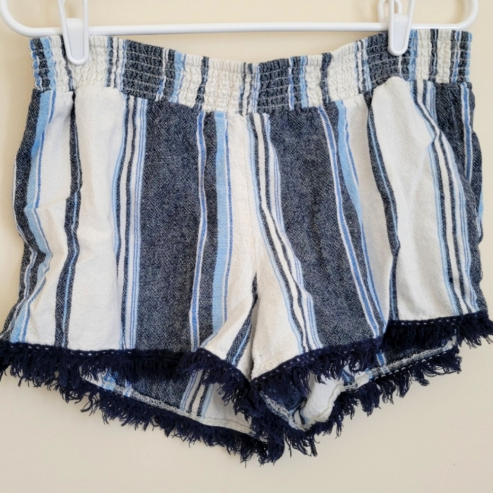 Blue Fringe Shorts